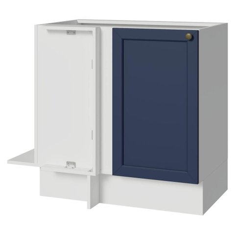 Balcão de Canto 1 Porta (sem Tampo) Branco/Azul Vik Madesa