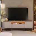 Ver imagem 1 de Rack para TV até 75 Polegadas com LED MDF Pés Dourados 180cm Cinza