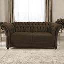 Ver imagem 1 de Sofá Recamier Divã Chesterfield 200cm Sofia Linho Marrom Capitonê- Mabe Magazine