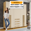 Ver mais imagens de Guarda-Roupa Casal 5 Portas 3 Gavetas Las Vegas Bege/Cinamomo/Ofwhite
