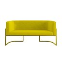 Ver imagem 3 de Sofá 2 Lugares com Base de Metal Dourada Reforçada Amarelo