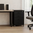 Ver imagem 2 de Gaveteiro Móvel de Escritorio com 4 Gavetas Rodinhas e Chave Volante Preto