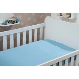 Lençol Para Berço 100% Algodão Padrão Americano Cor:Azul Soft - 1