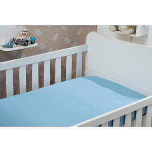 Lençol Para Berço 100% Algodão Padrão Americano Cor:Azul Soft