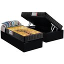 Ver imagem 1 de Cama Box Baú Solteiro: Colchão Anatômico Anjos D28 / AG65 Pantanal + Base CRC Suede Black(88x188)