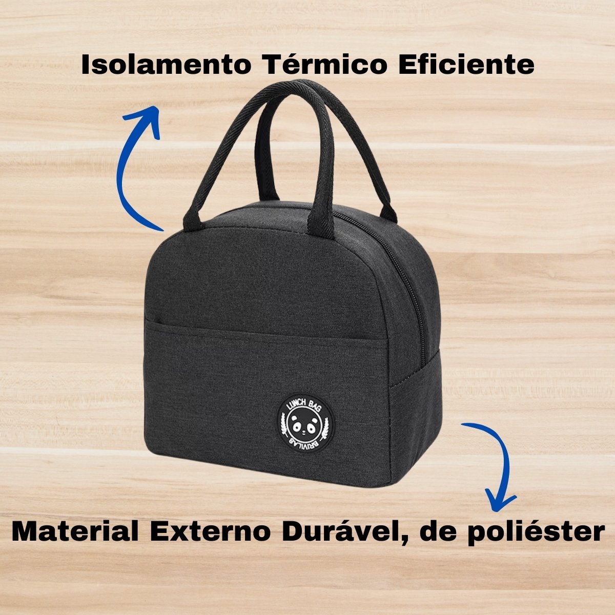 Bolsa Térmica de Mão Lancheira Alimentos e Remédios - Cinza - 4