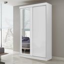 Ver imagem 1 de Guarda Roupa Solteiro com Espelho 2 Portas de Correr 2 Gavetas Medellín Marafon Móveis