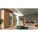 Ver imagem 2 de Cabeceira Casal com Mesa de Cabeceira 2 Gavetas Rimo Angra Carvalho/off White