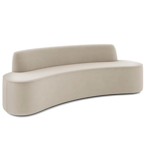 Sofá 3 Lugares Curvo Sala de Estar Living Cancún D02 Veludo Bege 210 cm C-309 - Lyam Decor