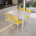 Ver imagem 1 de Conjunto Mesa de Jantar Retangular Branca 4 Cadeiras Brancas Riviera Industrial Don Castro Decor Riv