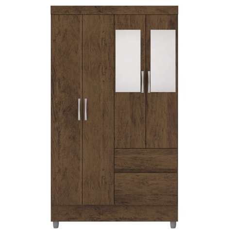Guarda Roupa 4 Portas Espelho 102 Cm 10090 Imbuia Vlr