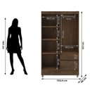 Ver imagem 3 de Guarda Roupa 4 Portas Espelho 102 Cm 10090 Imbuia Vlr