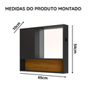 Ver imagem 5 de Armário de Banheiro com Espelho Espelheira 1 Porta e Nicho Luxo - Jm3 Móveis:preto/madeira