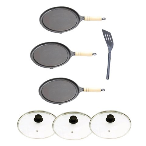 Kit 3 Bifeteiras Antiaderente Redonda TV 23cm e Espátula