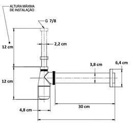 Sifão Pia Lavatório Banheiro Metal Cromado 7/8 X 1.1/2'' - 7