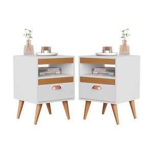 Kit Duas Mesas Cabeceira Quarto Sal Branco Ypê