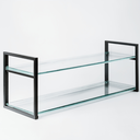 Ver imagem 1 de Prateleira com 2 Andares em Vidro e Suportes em Metalon Preto - 40x25x60