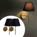 Ver imagem 1 de Kit 2 Arandelas de Parede Clássica Alumínio com Cúpula Tecido Algodão Ref 19