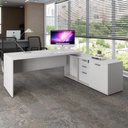 Ver imagem 1 de Mesa Escritório 1,70m Armário 1 Cx de Tomadas Pés Painel F5