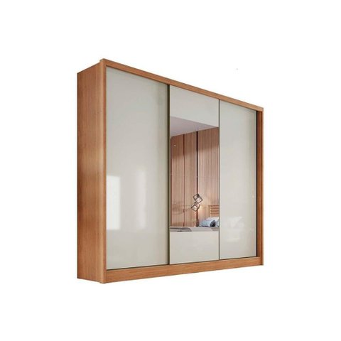 Guarda Roupa 3 Portas de Correr e 8 Gavetas C/ Espelho Arezzo/medelim Cumaru/fendi - Novo Horizonte