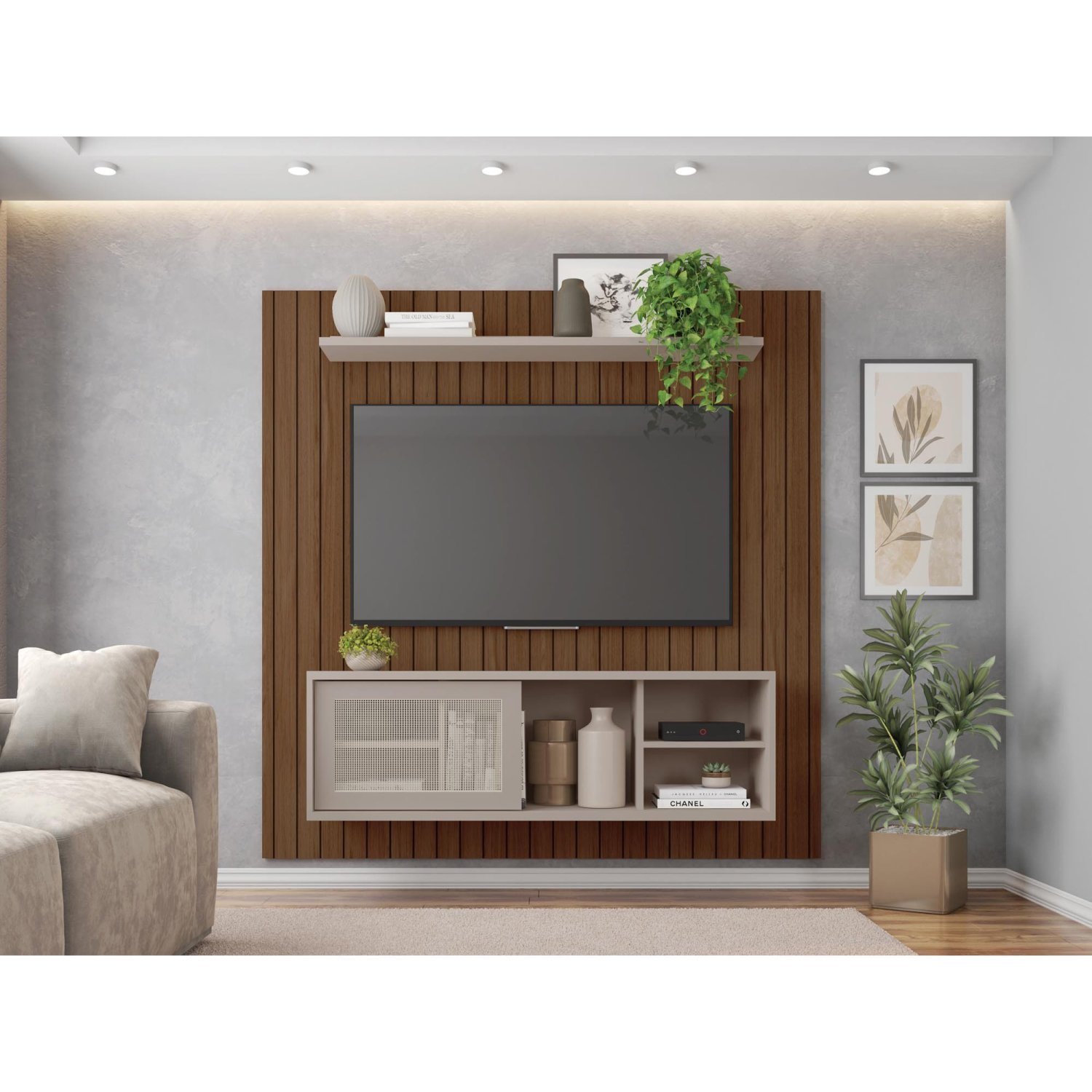 Rack com Painel para TV até 55 Polegadas 1 Porta Elegance Caemmun - 1