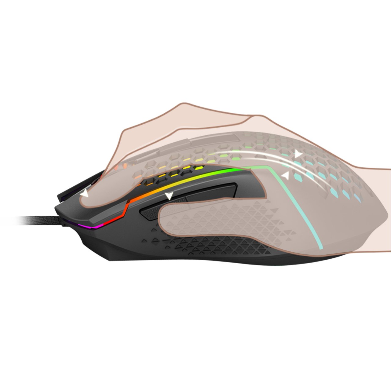 Mouse Gamer Colmeia Usb Ultraleve Led Rgb Macro 7200 Dpi