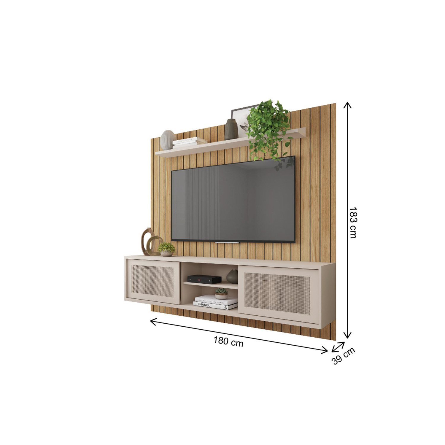 Rack com Painel para TV até 72 Polegadas 2 Portas Elegance Caemmun - 3
