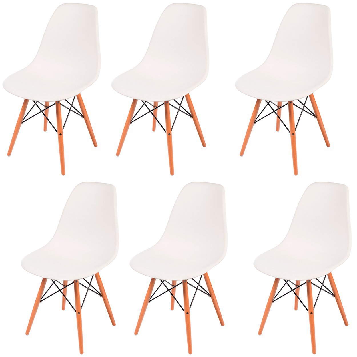 Kit 6 Cadeiras Eames Eifell 130pp Cor:branco