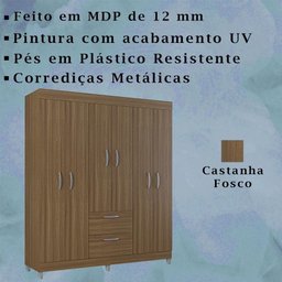 Roupeiro 6 Portas 915 Castanha Poqq Castanha - 5