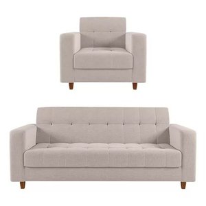 Kit Sofá 3 Lugares + Poltrona Verona - Suede - Bege