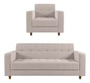 Ver imagem 1 de Kit Sofá 3 Lugares + Poltrona Verona - Suede - Bege