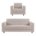 Ver imagem 1 de Kit Sofá 3 Lugares + Poltrona Verona - Suede - Bege