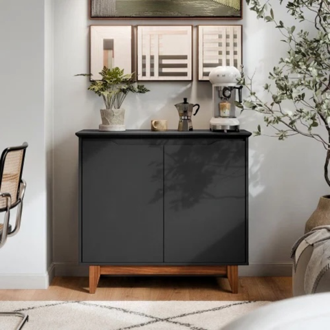 Buffet Aparador 2 Portas Flow Cor Preto 85cm