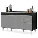 Ver imagem 3 de Balcão Gabinete com Pia Inox 150cm Marrocos Preto/cinza - Lumil Lumil Móveis