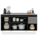 Ver imagem 4 de Balcão Gabinete com Pia Inox 150cm Marrocos Preto/cinza - Lumil Lumil Móveis