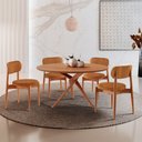 Ver imagem 1 de Sala de Jantar Mesa Ballare 120cm Tampo Redondo com 4 Cadeiras Ballare Soft Moderna Mobília