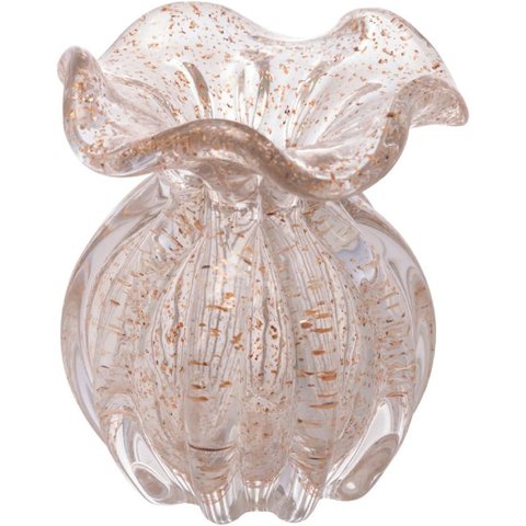 Vaso De  Vidro Italy Transparente e Dourado 11 cm - Wolff