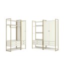Ver imagem 4 de Kit Dormitorio 3 Portas 8 Gavetas e 3 Cabideiro Industrial Branco/Off White/Dourado