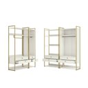 Ver imagem 2 de Kit Dormitorio 3 Portas 8 Gavetas e 3 Cabideiro Industrial Branco/Off White/Dourado