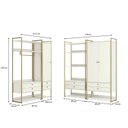 Ver imagem 3 de Kit Dormitorio 3 Portas 8 Gavetas e 3 Cabideiro Industrial Branco/Off White/Dourado