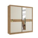 Ver imagem 2 de Guarda-Roupa Casal 2 Portas de Correr 4 Gavetas com Espelho 230x227x58cm Copenhagen Yescasa Capuccino/Off White