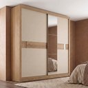 Ver imagem 1 de Guarda-Roupa Casal com Espelho 2 Portas de Correr 4 Gavetas 230cm Copenhagen Yescasa Cappuccino/Off White