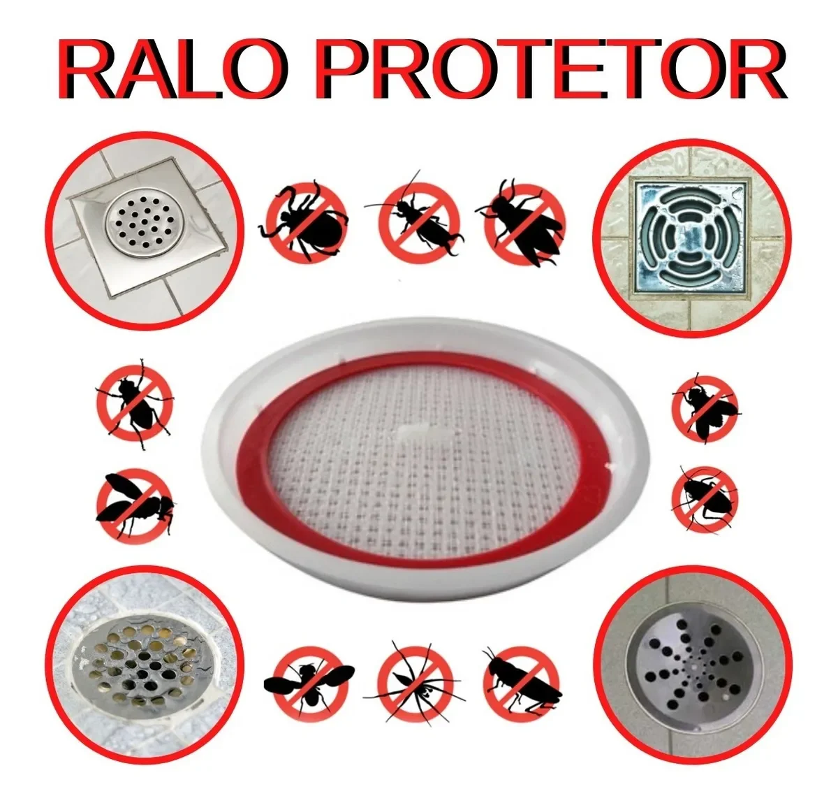 Kit com 2 Ralos 10 Cm + 1 Ralo 15 Cm