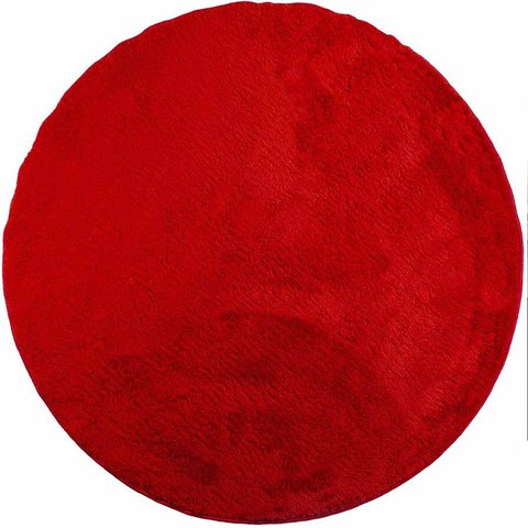 Tapete Redondo 1,50m Quarto Sala Escritório Pelo Macio.:Vermelho