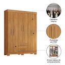 Ver imagem 6 de Guarda-Roupa com 6 Portas e 2 Gavetas Marrom/Freijó