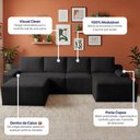 Ver imagem 4 de Sofá Evo 3,40m Molas Ensacadas com Apoio Chaise Lounge Direita Velourê Preto Cama Inbox
