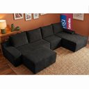 Ver imagem 1 de Sofá Evo 3,40m Molas Ensacadas com Apoio Chaise Lounge Direita Velourê Preto Cama Inbox