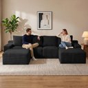 Ver imagem 6 de Sofá Evo 3,40m Molas Ensacadas com Apoio Chaise Lounge Direita Velourê Preto Cama Inbox
