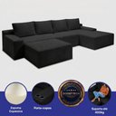 Ver imagem 2 de Sofá Evo 3,40m Molas Ensacadas com Apoio Chaise Lounge Direita Velourê Preto Cama Inbox