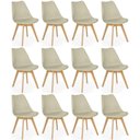 Ver imagem 1 de Conjunto 12 Cadeiras de Jantar Eames Wood Leda Design Estofada - Nude